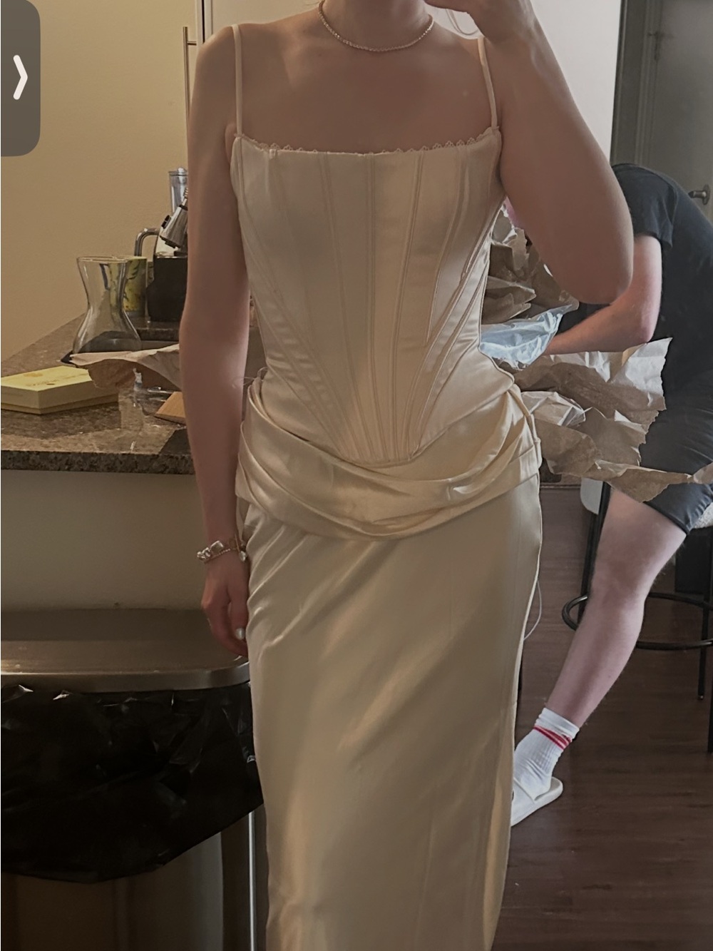 House of CB Cadie Vintage Ivory Satin Corset Top - Picture 3 of 4